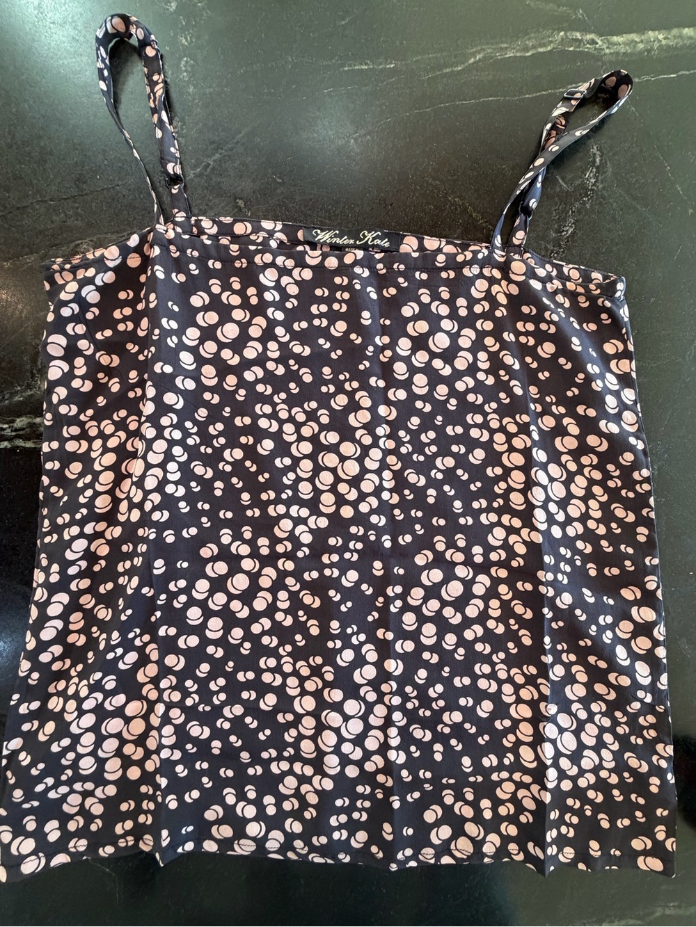 Winter Kate Silk Black & Blush Polka Dot Cami